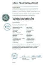 OfG Abschlussurkunde für zertifizierte Webdesigner